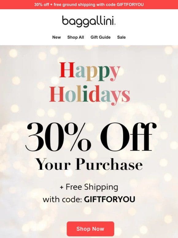 You’re on The Nice List ﻿  30% off + Free Shipping