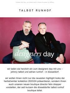 designers day – treffen sie johnny talbot & adrian runhof in düsseldorf