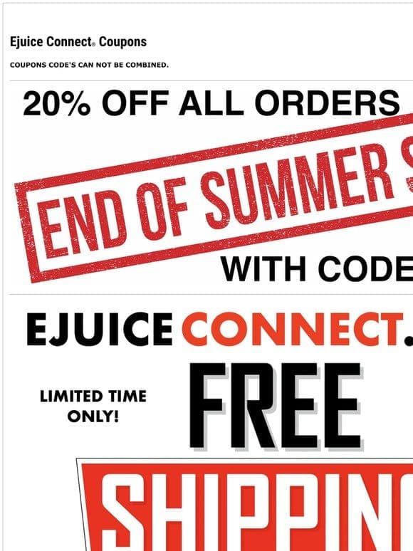 ejuice connect coupons 20% off end of summer sale