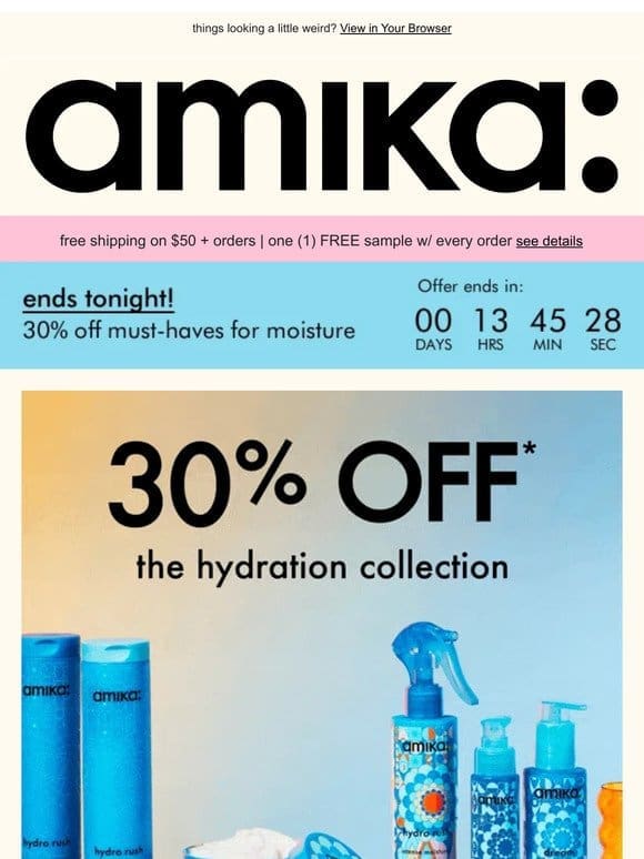 ends tonight: 30% off the hydration collection