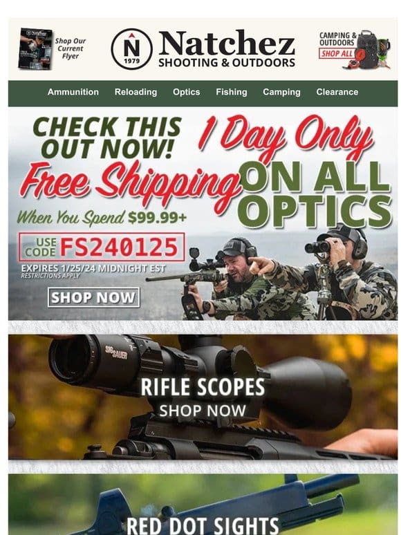 ⏰ 1 Day Only Free Shipping on All Optics ⏰