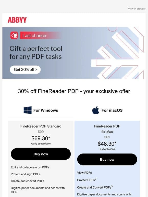 ⏰Last chance: Your FineReader PDF gifts with 30% off this holiday