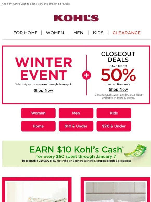 ☃️ Chilly days call for the HOT Winter Event   Plus， Closeout Deals!