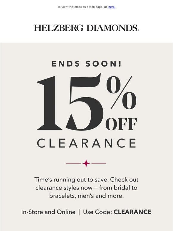 ⚠ ENDS SOON: 15% off clearance
