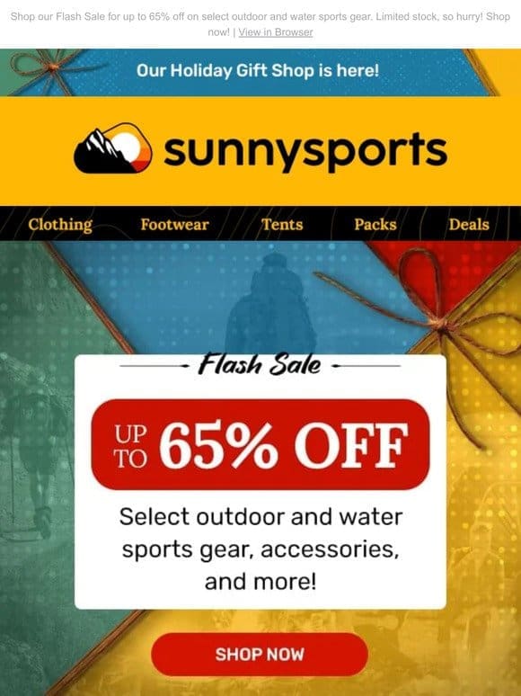 ⚡ Flash Sale Alert: Up to 65% Off Outdoor Essentials!