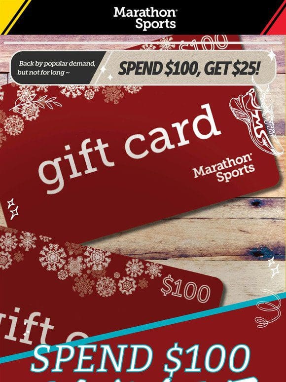 ⚡ SPEND $100， GET $25 ⚡ Gift card promo