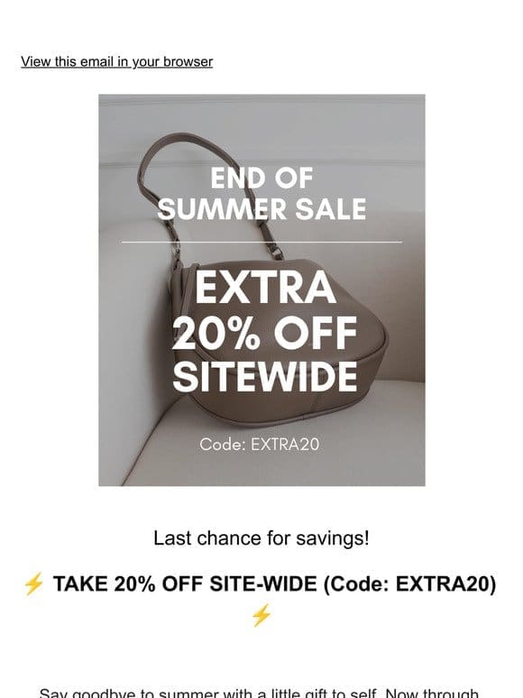 ⚡Last Chance: EXTRA 20% OFF SITE-WIDE⚡