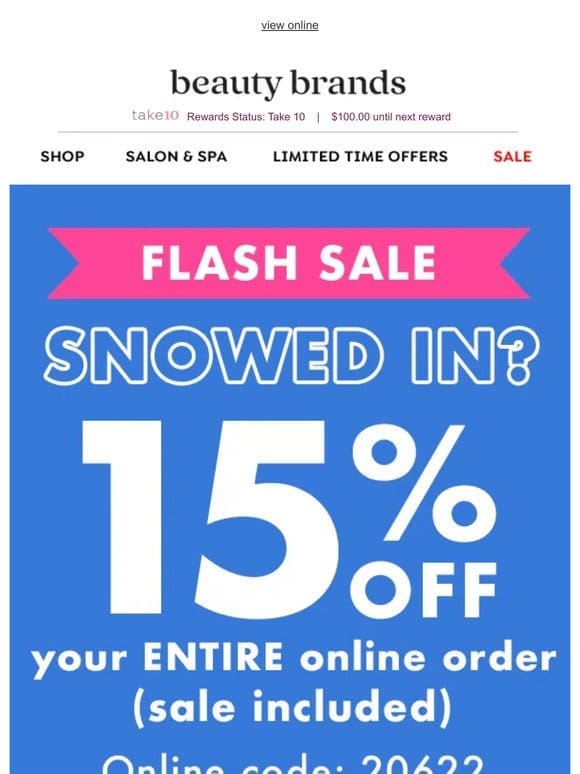 ❄️ Snowed in? Shop our online FLASH SALE!