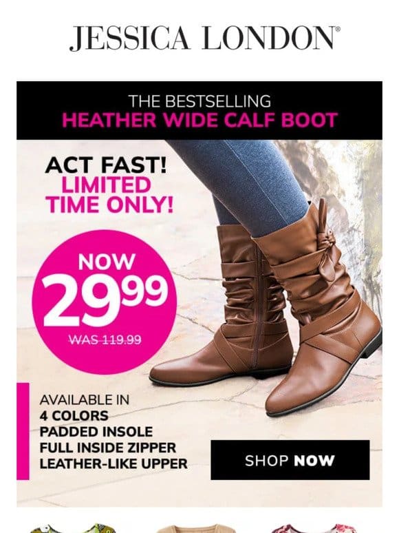 ❗❗$29.99 Heather Wide Calf Boot!