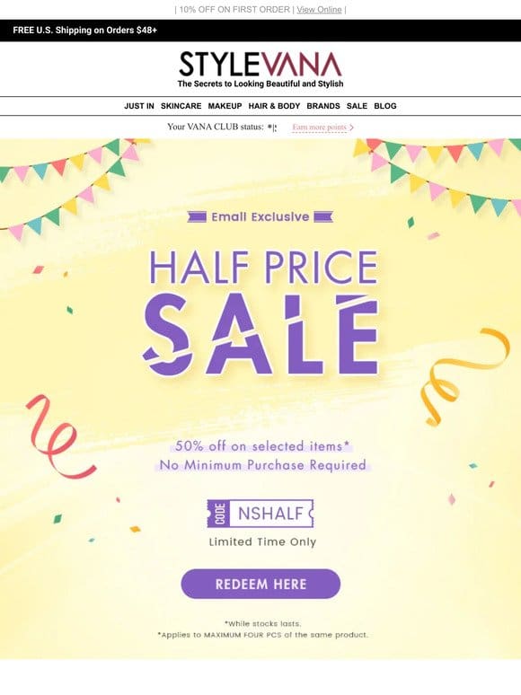 ❤️‍ Friday Exclusive: 50% Off Half-Price Sale Now Live!