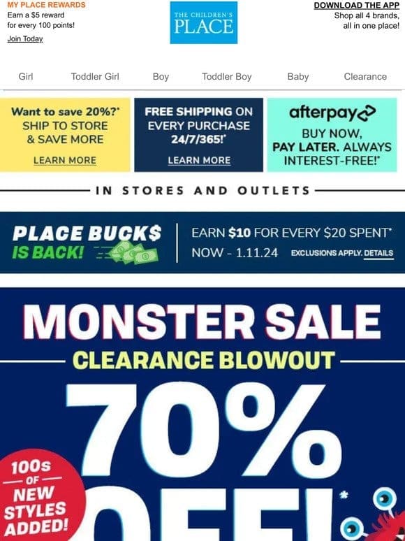 ⭕ In Stores NOW: 70% OFF MONSTER SALE!
