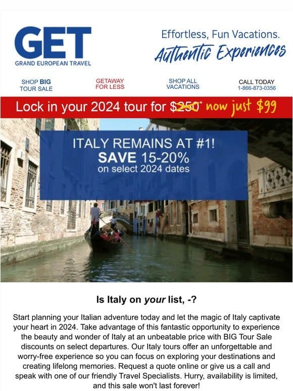 #1 Destination Pick for 2024: ITALY