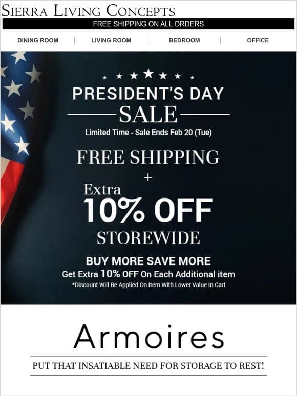 10% OFF each Additional Item | Shop Armoire and TV Media Cabinets