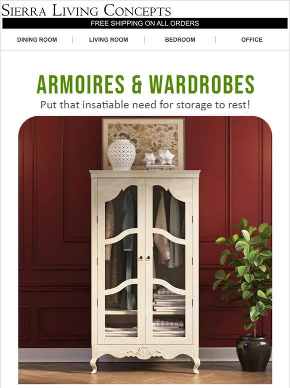10%+10% OFF | Hurry! New Armoires & Dressers
