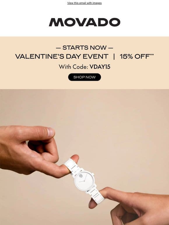 15% off Valentine’s Day gifts starts now