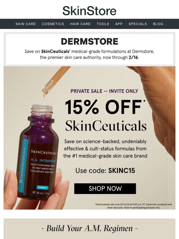 15% off this A.M. & P.M. SkinCeuticals routine at Dermstore ❤️