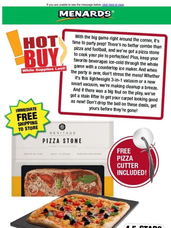 16″ Rectangle Pizza Stone ONLY $9.99!