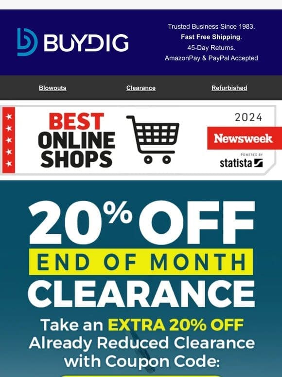20% OFF! Huge Clearance Discounts， Shop NOW