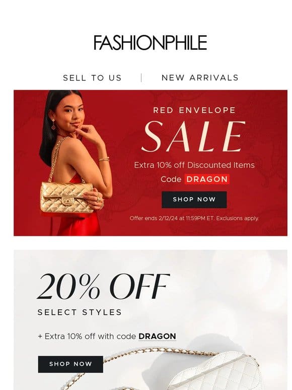 20% OFF Select Styles + Extra 10%