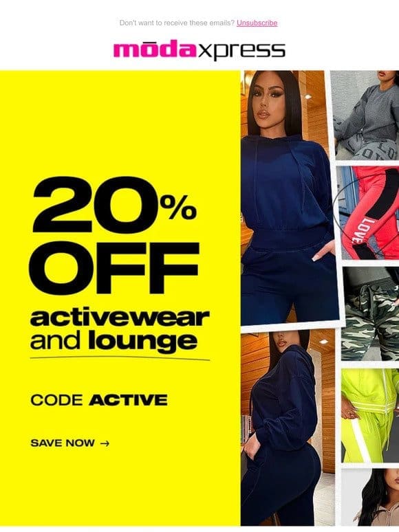 20% OFF new active and lounge ‍♀️