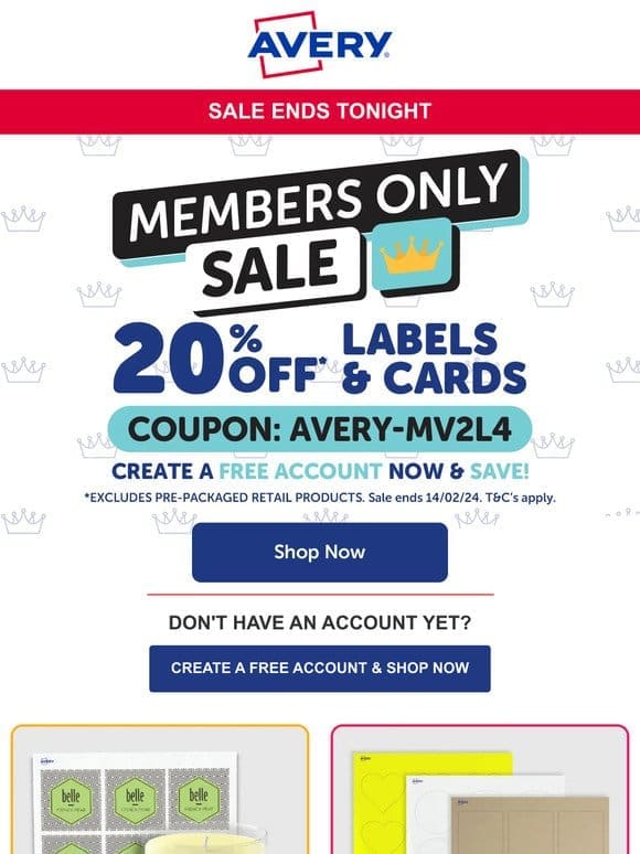 20% Off Members Only Sale – Ends Tonight