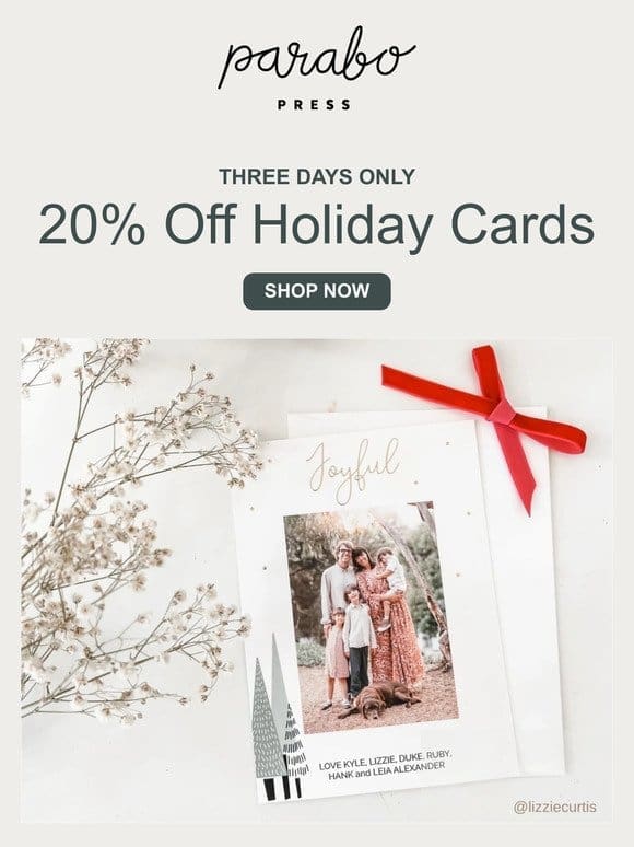 20% off Holiday Cards for a limited time