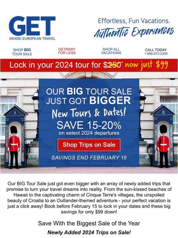 2024 BIG Tour Sale is now even bigger!
