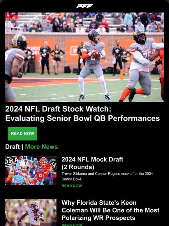 2024 NFL Draft Stock Watch， Highest-Graded SB 58 Players， PFF College 101