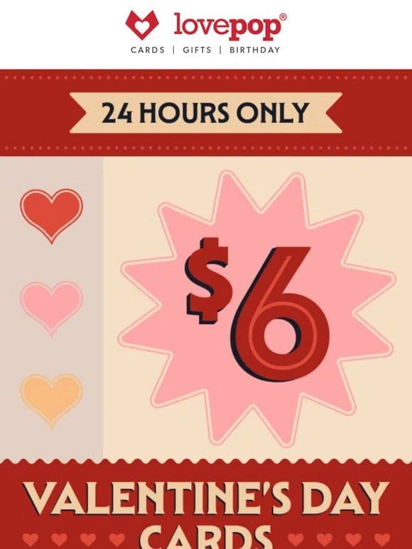 24 HOURS ONLY: $6 Cards