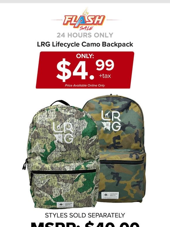 24 HOURS ONLY | LRG LIFECYCLE BACKPACK | FLASH SALE
