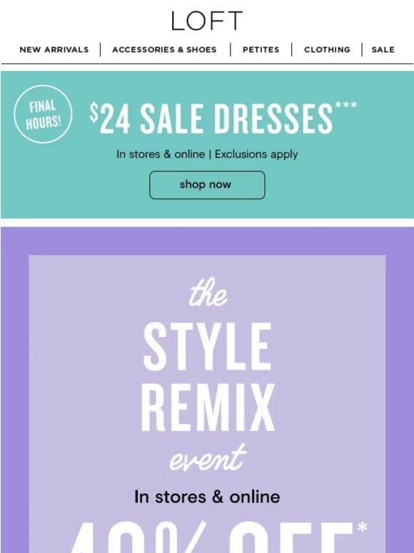 $24 sale dresses ENDS TONIGHT