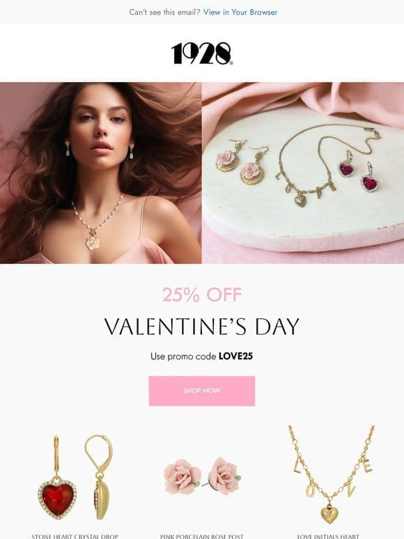 25% OFF on Valentine’s Day Jewelry