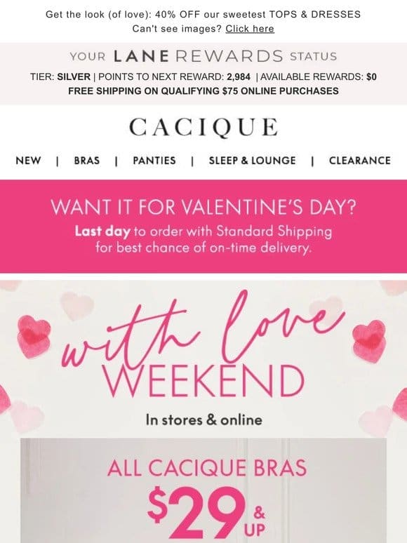 $29 BRAS! Your With Love Weekend won’t last long