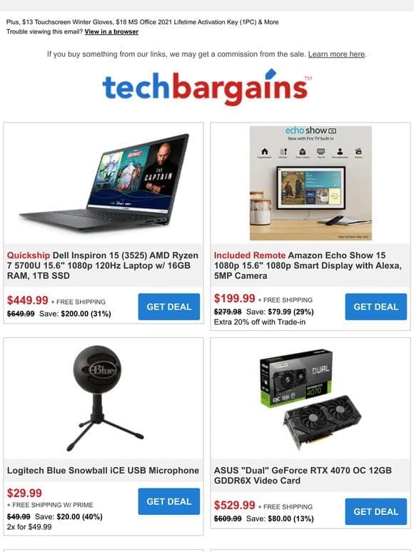 $29.99 Logitech Blue Snowball USB Mic | $50 Price Drop on Dell Inspiron Core i7 Desktop | $6 Electric Arc Lighter