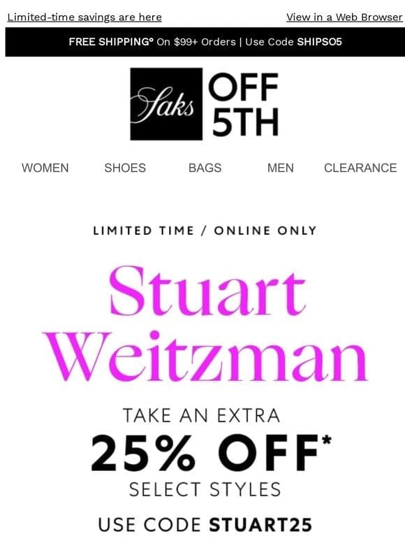 3 days only: EXTRA 25% OFF Stuart Weitzman