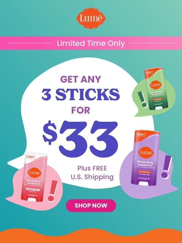 3 for $33 sticks is ON!