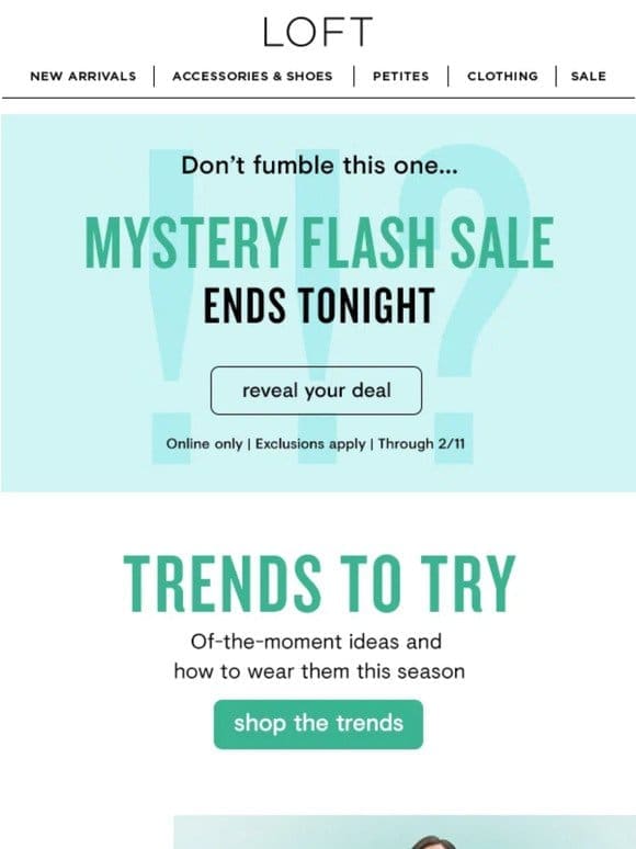 3 trends to try (+ Mystery Flash Sale ENDS TONIGHT!)