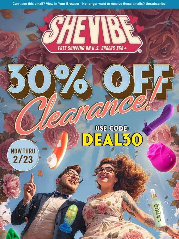 30% Off Clearance   At SheVibe!