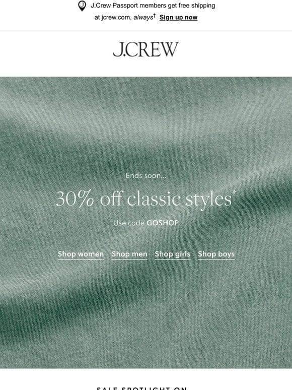30% off classic styles ends soon (like tomorrow soon)