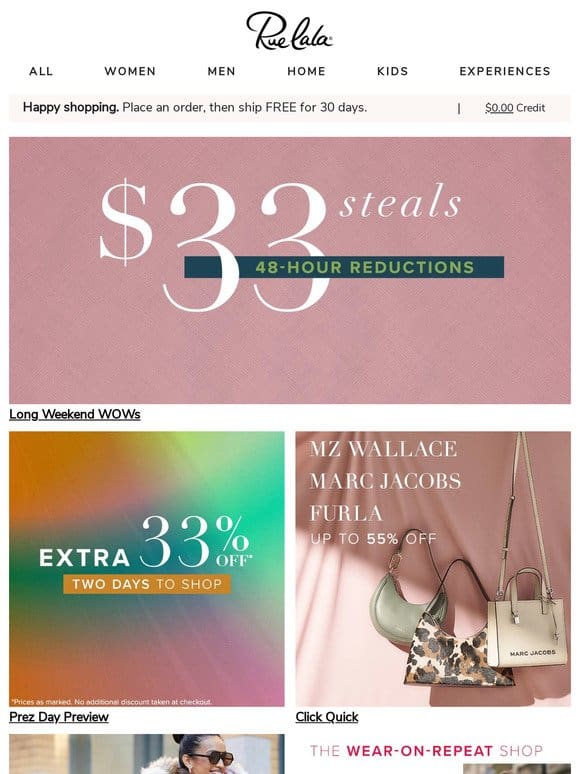 $33 Steals， HERE. Why wait for the long wknd?