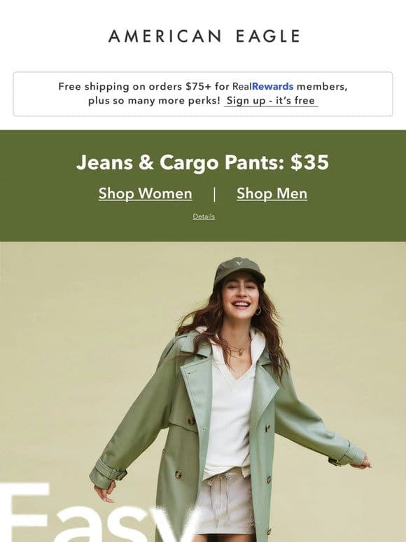 $35 jeans & cargo pants STARTS NOW!