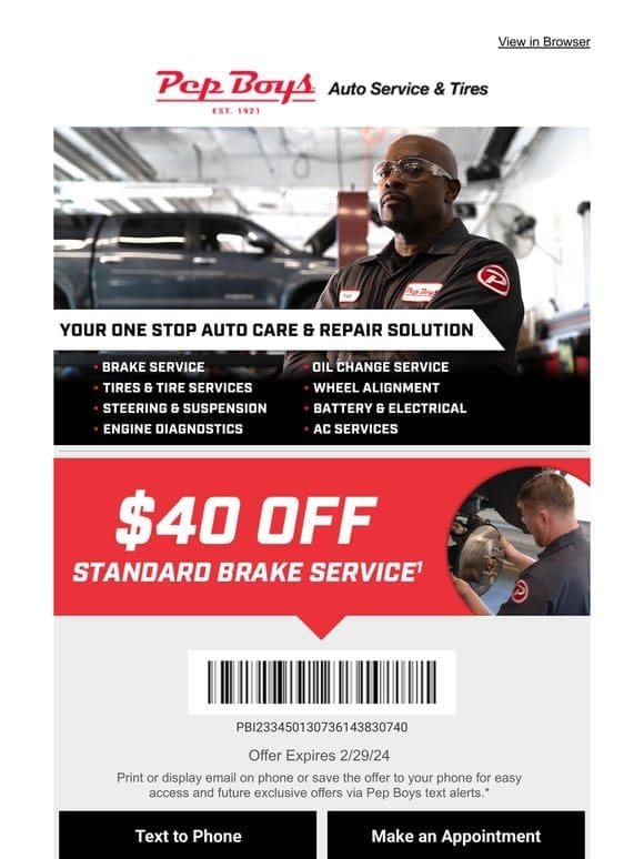 $40 OFF Your Next Brake Service
