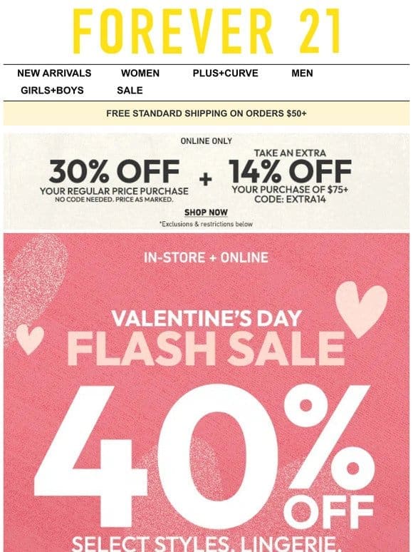 40% Off Valentine’s Styles & Frasier Sterling