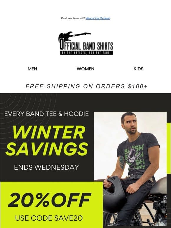 48 HOURS LEFT: Don’t Miss 20% Off All Band Tees
