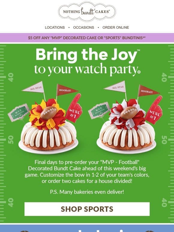 $5 Off Sports Cakes Ends Soon