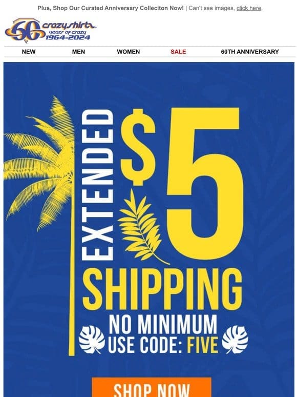 $5 Shipping Extended