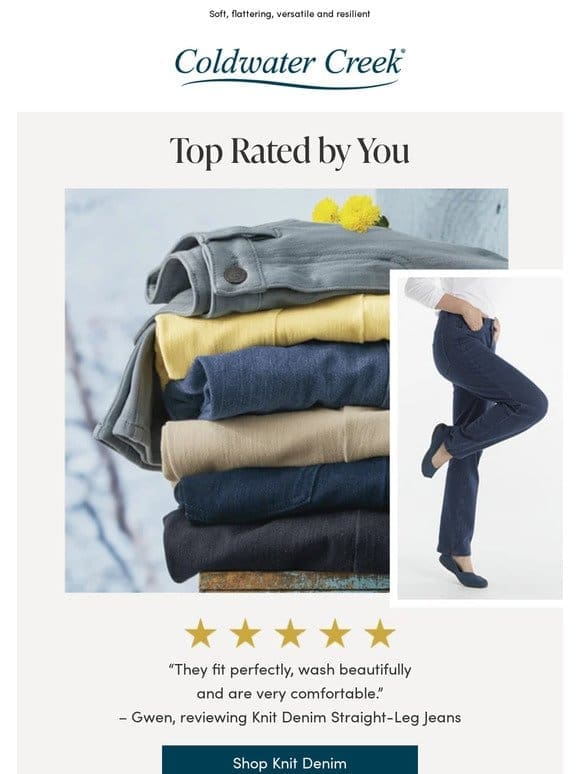 5 Stars for Knit Denim Jeans