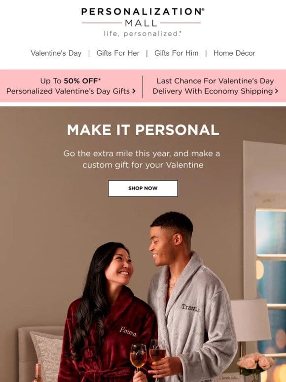 50% Off + Valentine’s Day Delivery With Economy Shipping Ends Soon