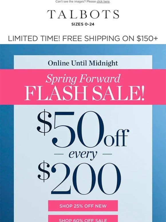 $50 off   ENDS MIDNIGHT