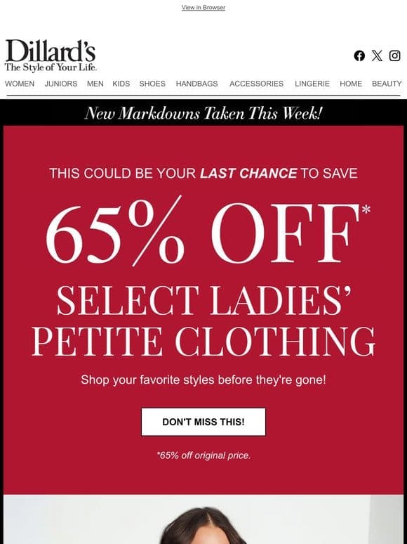 65% Off Select Ladies’ Petite Clothing